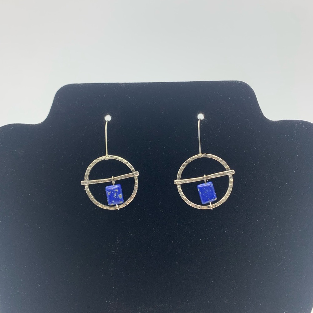 Boho Vtg. Fashion Woman’s Silver Tone Blue Turquoise Stone Drop Pierced Earrings